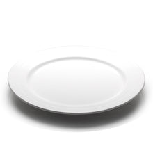 12″ White Ceramic Round Plate — Ridged Rim