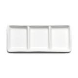 3-Compartment Sauce Plate 6"x2-1/2", White Ceramic