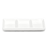 3-Compartment Sauce Plate 8"x3-1/2", White Ceramic