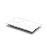2-Compartment Plate 8"x4-3/4", White Ceramic