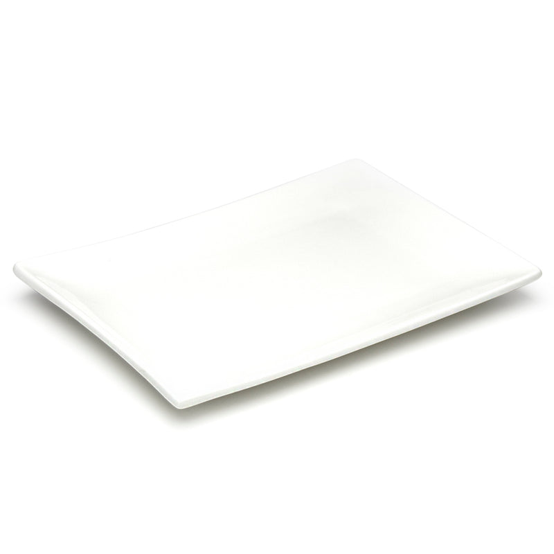 12¾″ × 9″ White Ceramic Rectangular Plate — A Gently Curved Frame