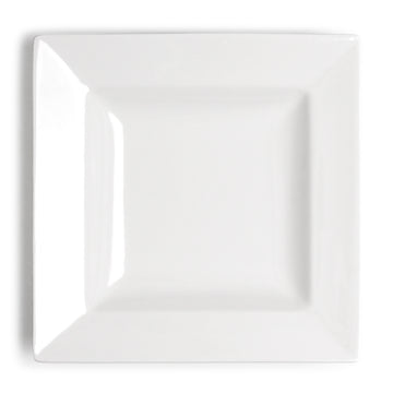 10" Square Deep Plate, White Ceramic
