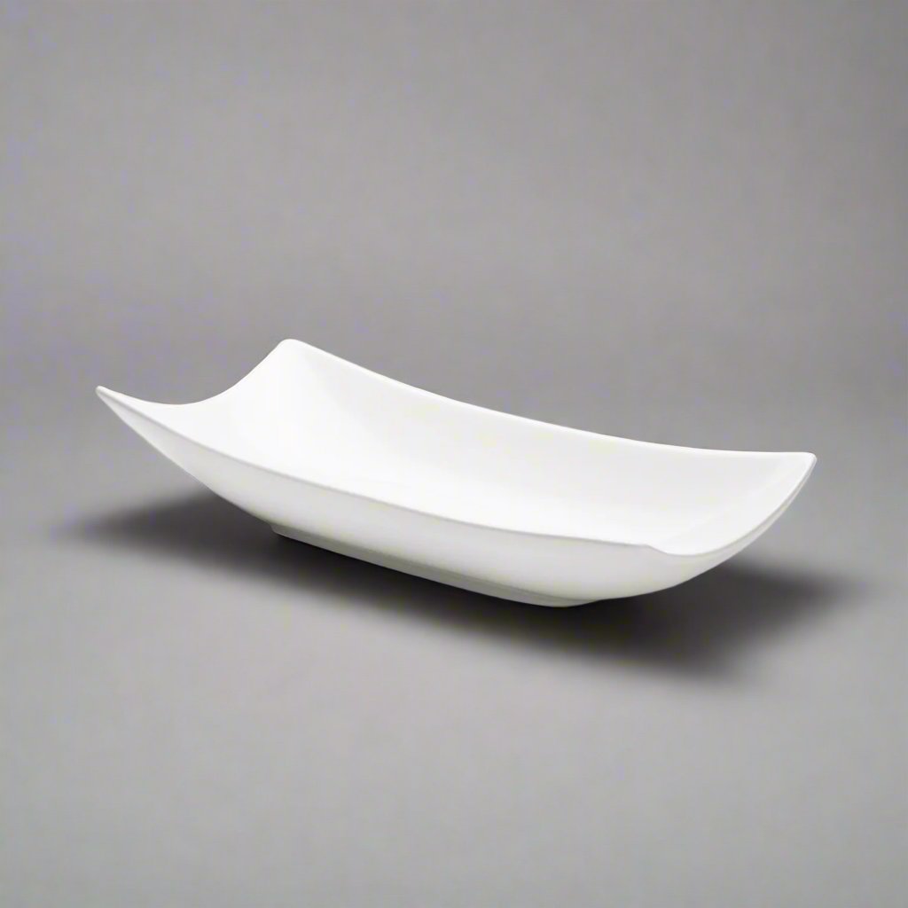 16" Boat Serving Bowl, White Ceramic