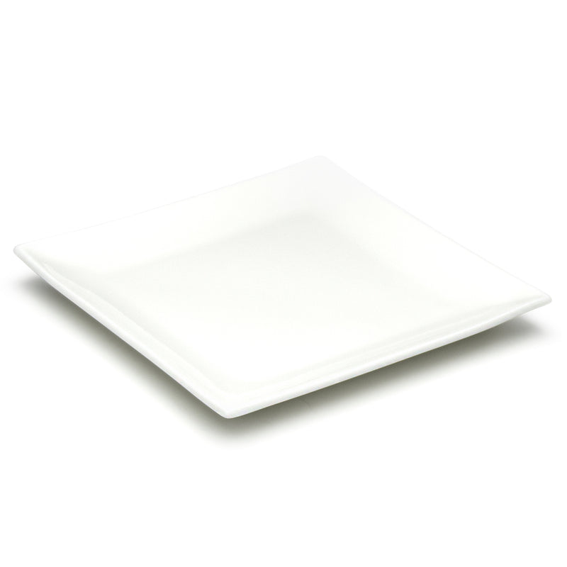 10¾″ White Ceramic Square Plate — A Softly Bowed Square