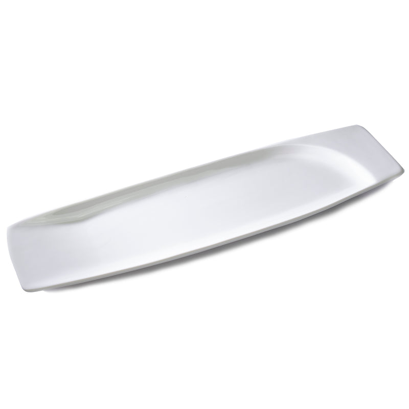 A14890 white ceramic elongated rectangular platter, oblique original view