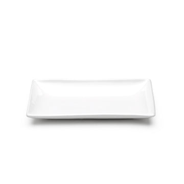 9-1/8"x5-1/8" Rectangular Deep Plate, White Ceramic