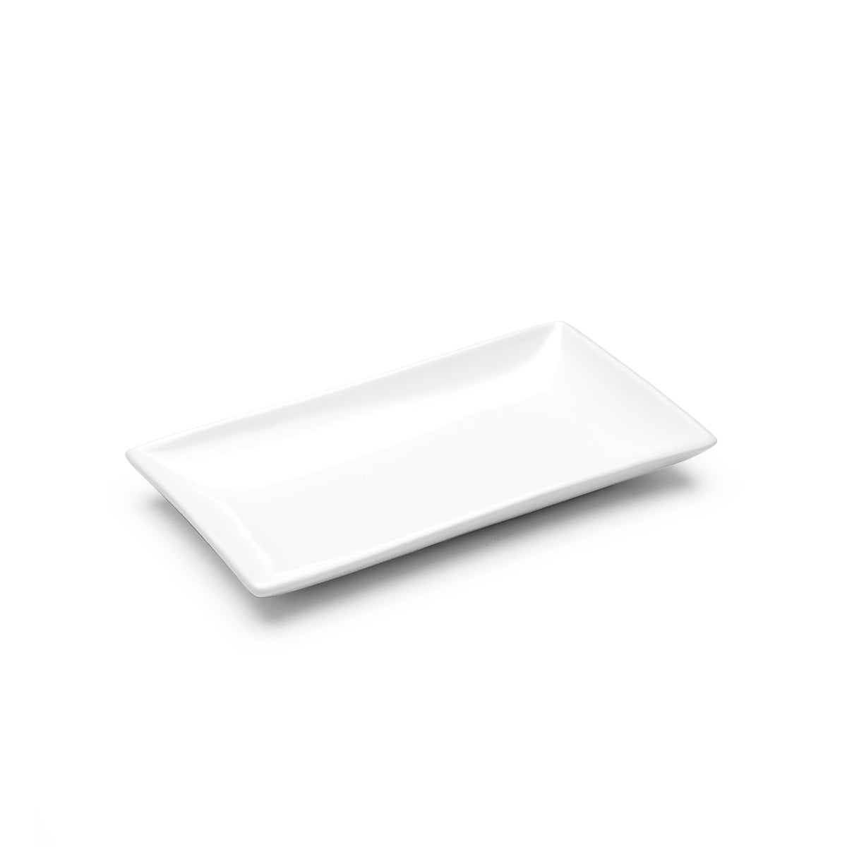 9-1/8"x5-1/8" Rectangular Deep Plate, White Ceramic