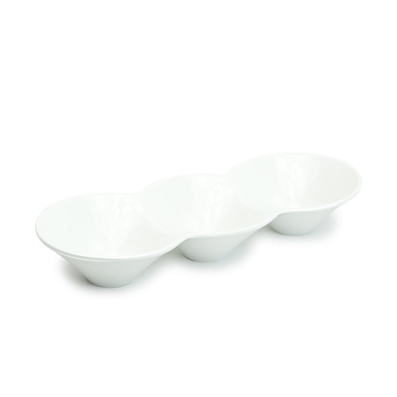 3-Compartment Sauce Bowl Conic Dish 10-3/4