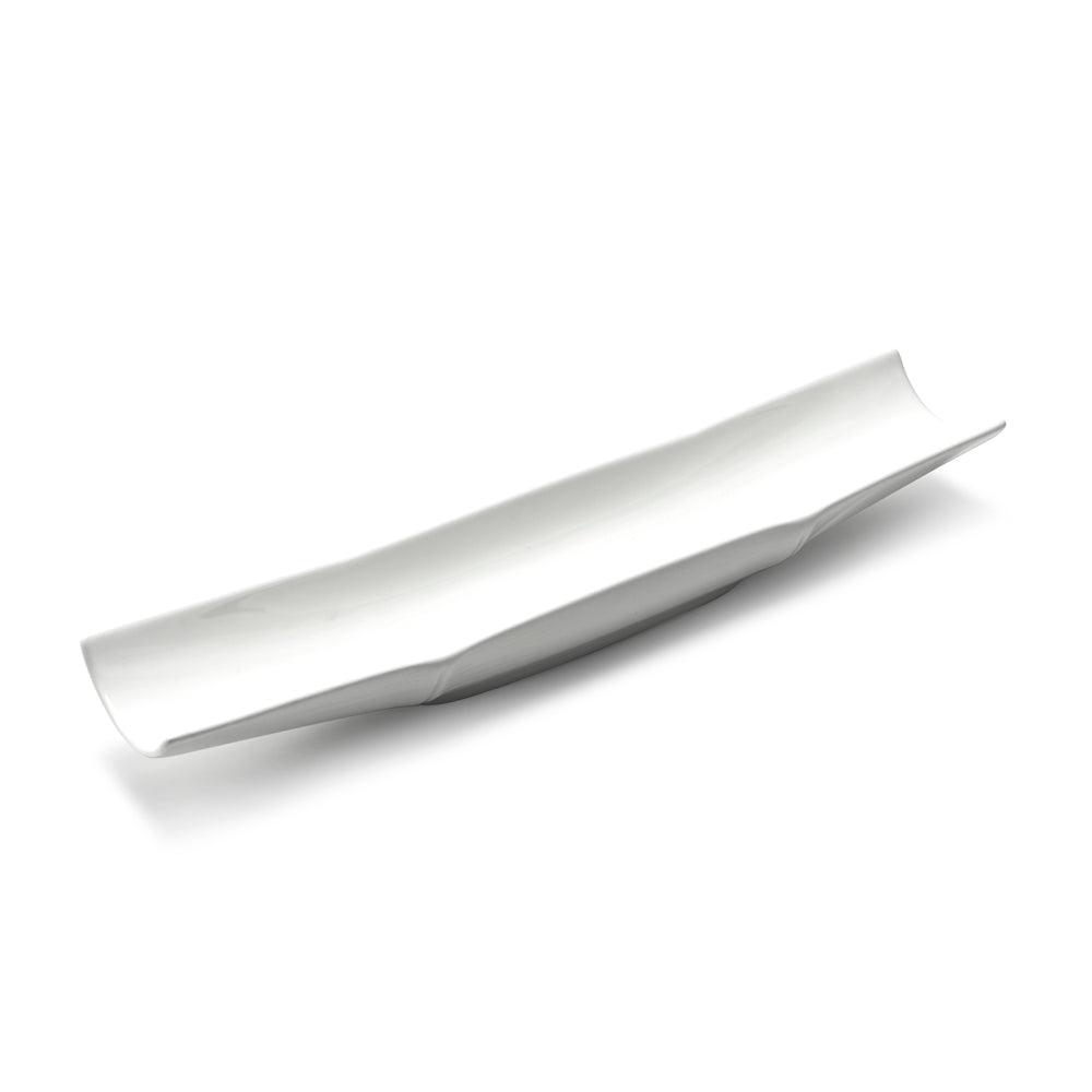 15-1/2" Bamboo Plate, White Ceramic
