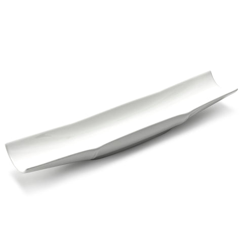 17-1/2"x3-1/2" Bamboo Platter, White Ceramic