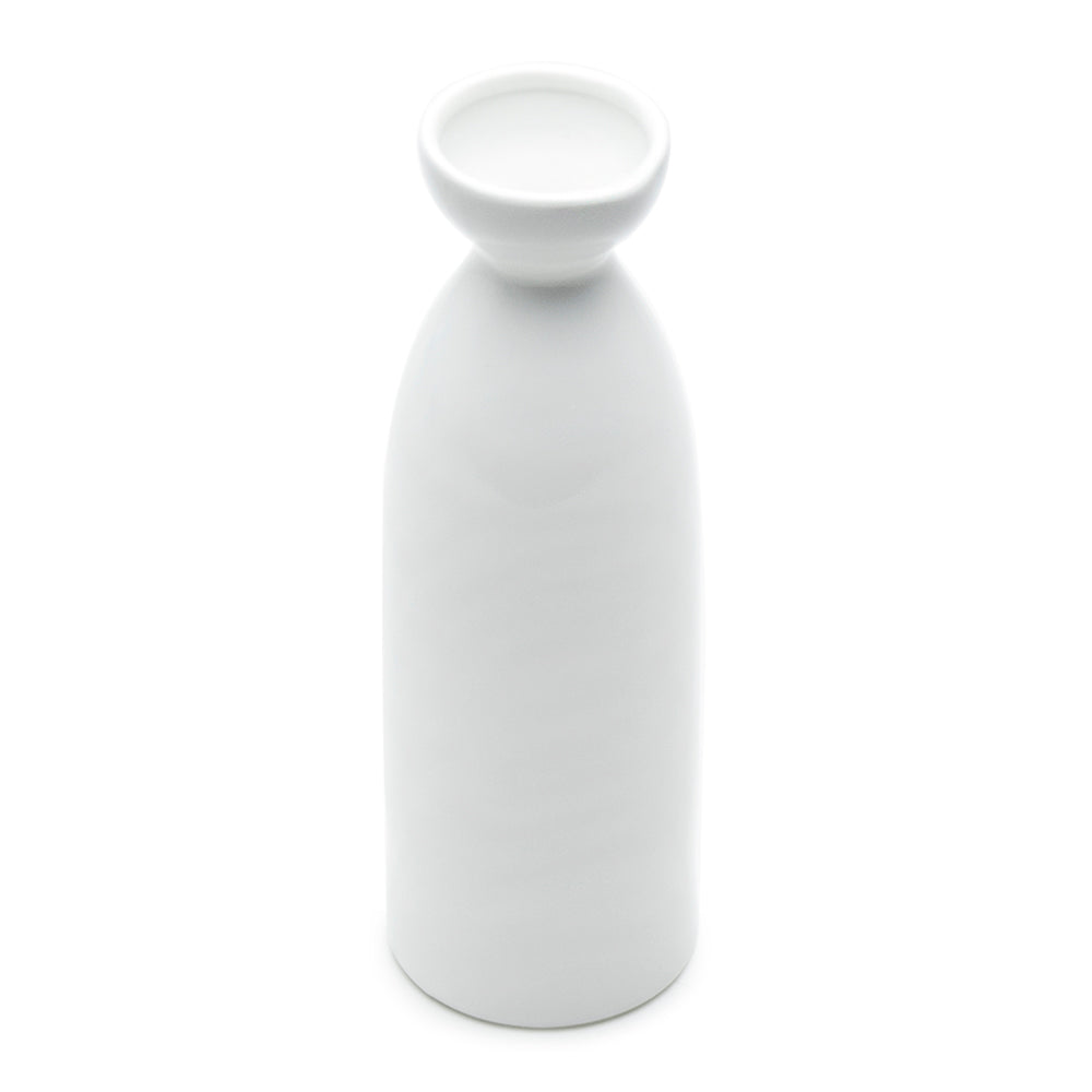 7" Sake Bottle 9oz, White Ceramic