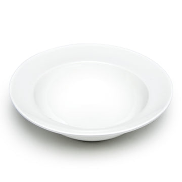 10-1/2" Round Wide Rim Bowl, White Ceramic