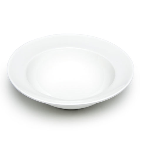 10-1/2" Round Wide Rim Bowl, White Ceramic