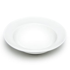 10-1/2" Round Wide Rim Bowl, White Ceramic