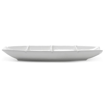 4-Compartment Boat Plate Deep 15"x7", White Ceramic