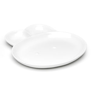 18.5" Rabbit Shape Plate 3-Compartment, White Ceramic
