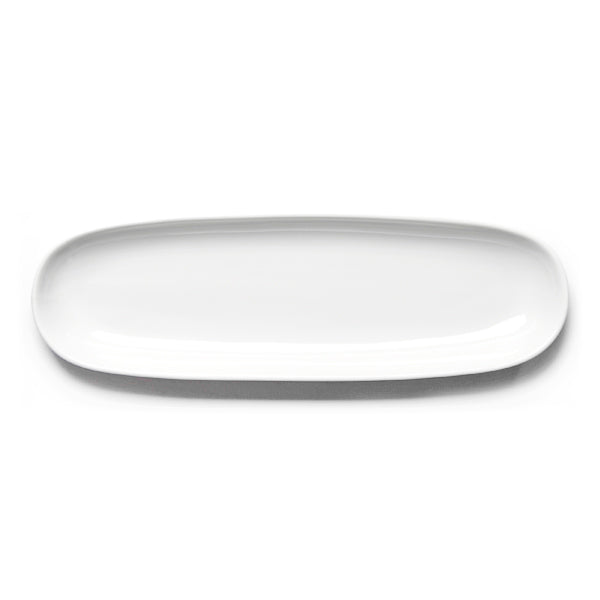 Top view of the white A2026 oval plate showing rounded ends and its open center