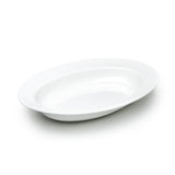 15-1/4"L Oval Wide Rim Plate, White Ceramic