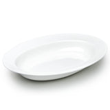 17-1/4 Oval Wide Rim Plate, White Ceramic