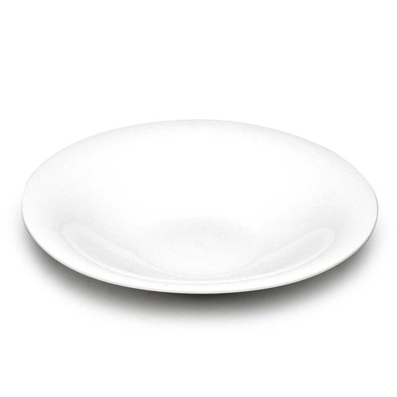 Angled view into the shallow, unpatterned white interior of the A2801 serving bowl.