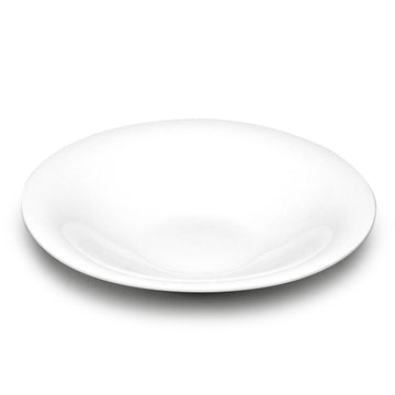 13" Round Shallow Bowl, White Ceramic
