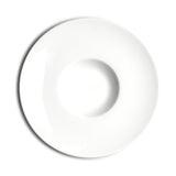 11.25"D Round Wide Rim Plate, White Ceramic