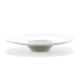 11.25"D Round Wide Rim Plate, White Ceramic