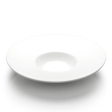 13-1/2" Round Wide-Rim Plate, White Ceramic