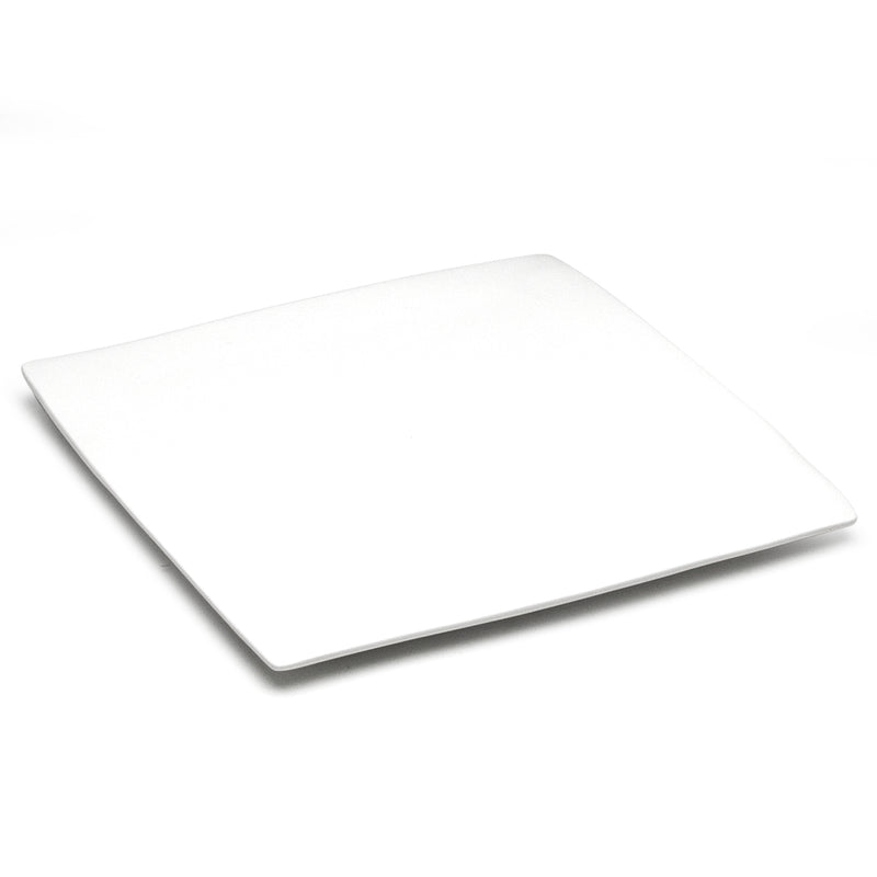 A2837 white flat square ceramic plate, original angled view.