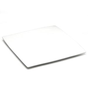 12-3/4" Flat Square Plate , White Ceramic
