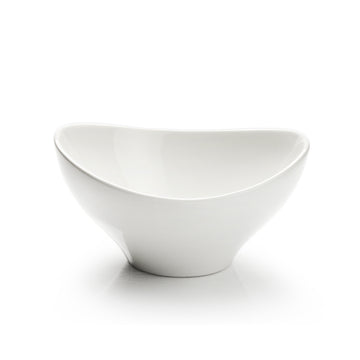 8-1/4"x7-1/4" Irregular Salad Bowl, White Ceramic