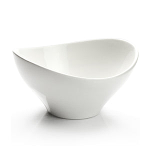 11-1/2"x10-3/8" Irregular Salad Bowl, White Ceramic