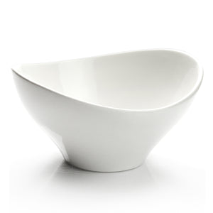 14-1/2"x13" Irregular Serving Bowl, White Ceramic
