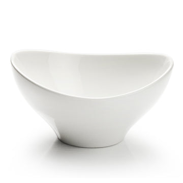 14-1/2"x13" Irregular Serving Bowl, White Ceramic