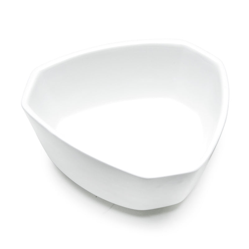 Upper original view of the A2989 white irregular bowl showing its open center and softly triangular rim.