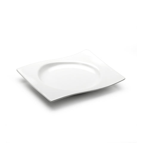 6-1/8"x5-1/4" Wavy Square Coup Plate, White Ceramic