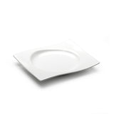 6-1/8"x5-1/4" Wavy Square Coup Plate, White Ceramic