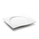 7-1/4"x6" Wavy Rectangular Coup Plate, White Ceramic