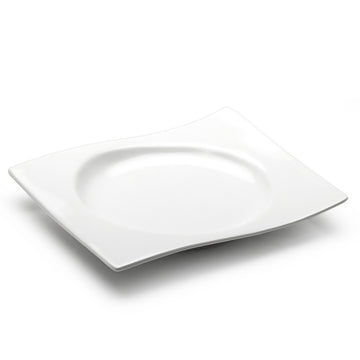 10"x8-1/2" Wavy Rectangular Coup Plate, White Ceramic