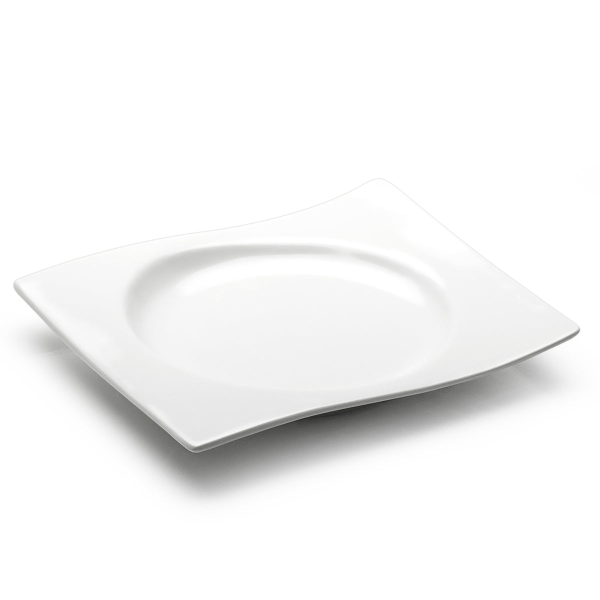 10"x8-1/2" Wavy Rectangular Coup Plate, White Ceramic