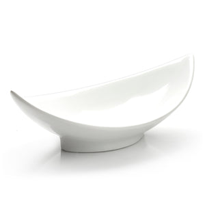 12-1/2"x6-1/4" Leaf-Shape Bowl, White Ceramic