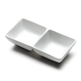 5-1/2"L Twin Sauce Dish, White Ceramic