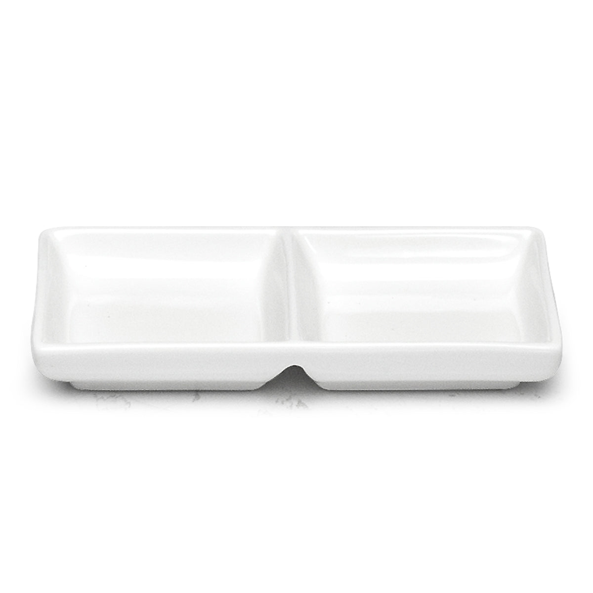 6" Twin Sauce Dish, White Ceramic
