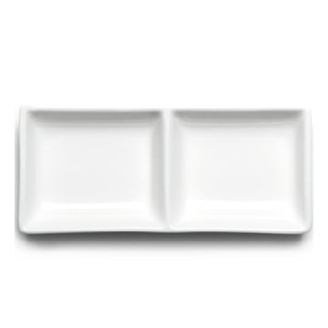 6" Twin Sauce Dish, White Ceramic
