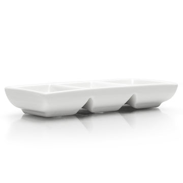 White Ceramic 3-Compartment Sauce Dish