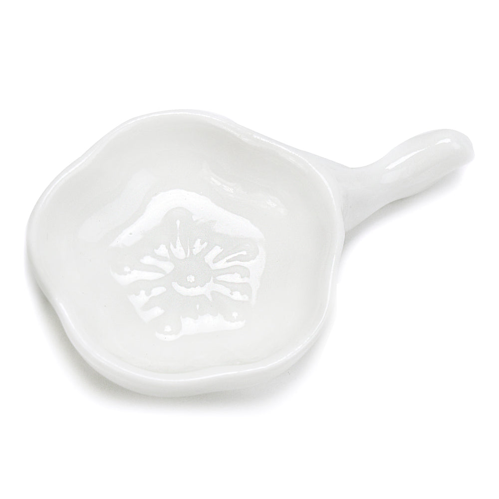 2-1/2" Irregular Sauce Dish w/Chopstick Rest, White Ceramic
