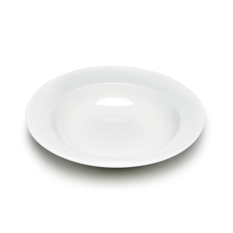 10-1/2" Round Wide-Rim Bowl, White Ceramic