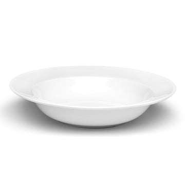 12-1/2" Round Wide-Rim Bowl, White Ceramic