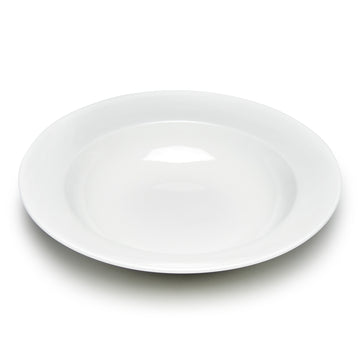 12-1/2" Round Wide-Rim Bowl, White Ceramic