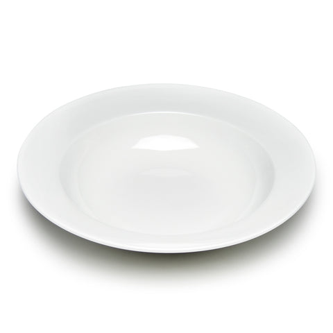 12-1/2" Round Wide-Rim Bowl, White Ceramic